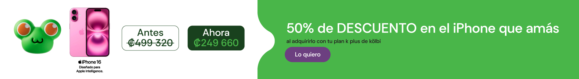 Enamorate del iPhone 16 a 50% de descuento