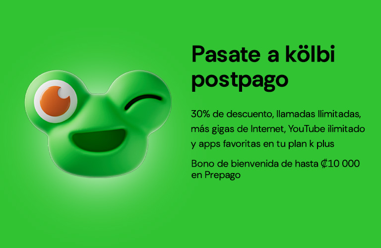  Pasate a kölbi y recibí un 30% de descuento en plan postpago o bono de 10.000 colones en prepago