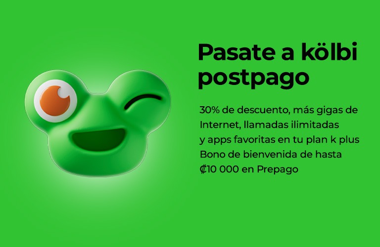  Pasate a kölbi y recibí un 30% de descuento en plan postpago o bono de 10.000 colones en prepago