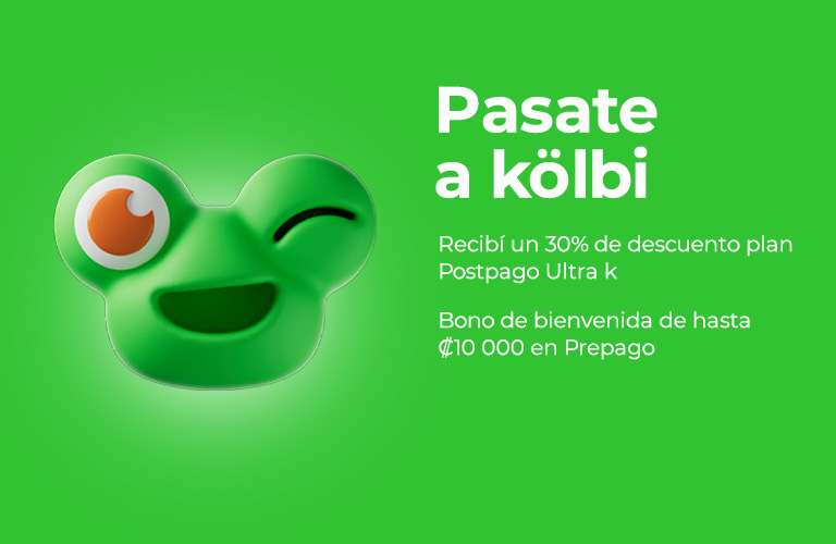  Pasate a kölbi y recibí un 30% de descuento en plan postpago o bono de 10.000 colones en prepago
