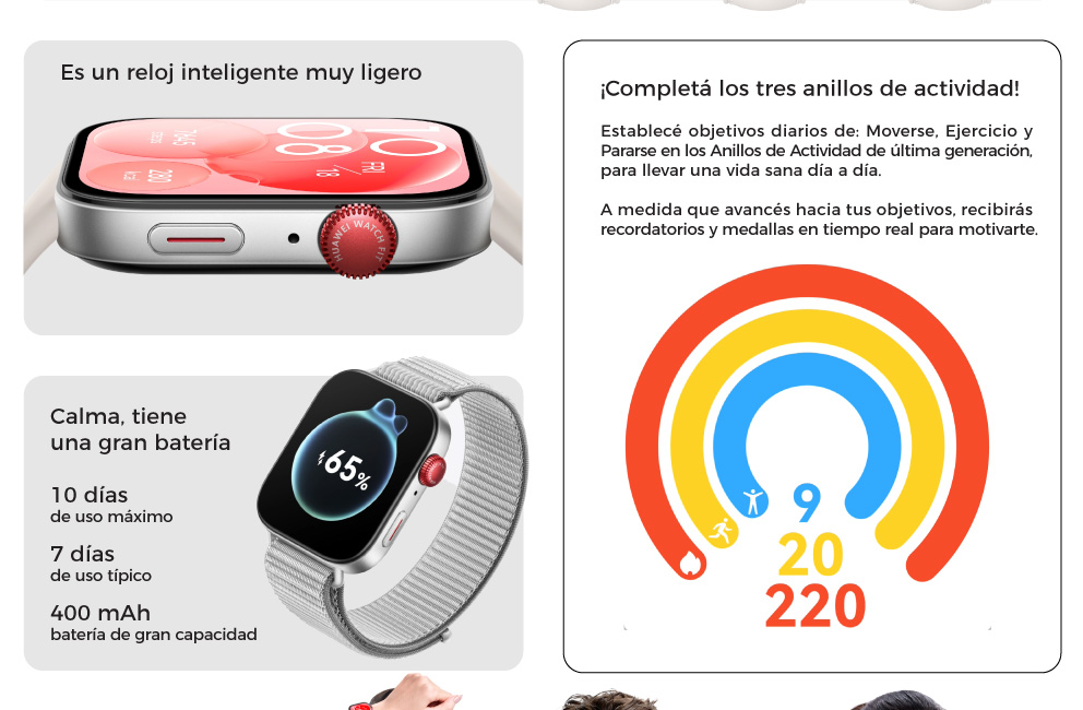 Es un reloj inteligente muy ligero y con muchas funciones