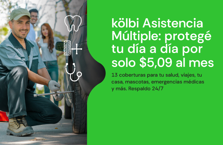 kölbi Asistencia Múltiple: protegé tu día a día por solo $5,09 al mes