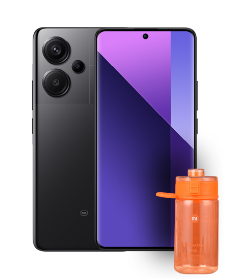 Redmi Note 13 Pro+ vista frontal, trasera y regalo